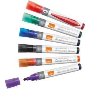 Liquid Ink Whiteboard-Marker Rundspitze, 6er Set nobo 1901077 (5028252119719)