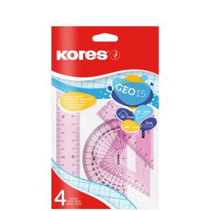 Geometrie-Set GEO15, 4-teilig, farbig sortiert Kores LIN42103 (9023800421036)