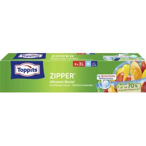 Allzweckbeutel mit Zipper, 8 x 3 Liter, transparent TOPPITS 4008871209870 (4008871209870)