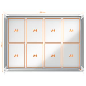 Schaukasten mit Schiebetür 18x A4, 135,2x96,7x6,3 cm weiß magnethaftend NOBO 1902571 (5028252063753)