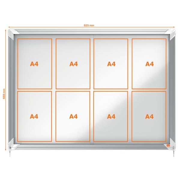 Schaukasten Premium Plus, Metall-Rückwand, 18 x DIN A4 nobo 1902571 (5028252063753)