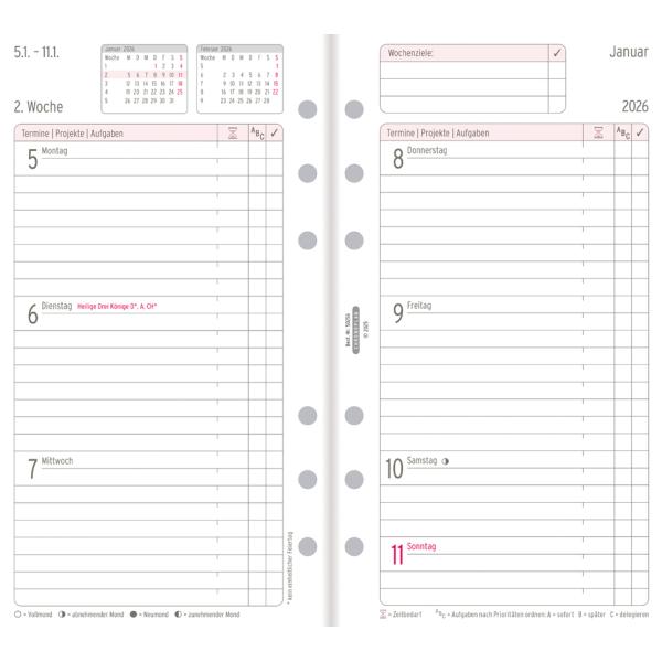 Wochenplan 2026, 1 Woche/ 2 Seiten, Midi, Zahlen CHRONOPLAN 50256 (4004182088425)