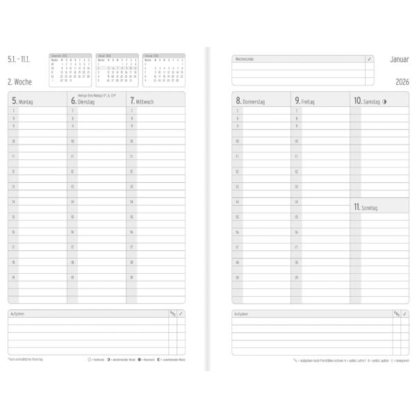 Buchkalender 'Black & White', 2026, A5, schwarz CHRONOPLAN 50926 (4004182088340)