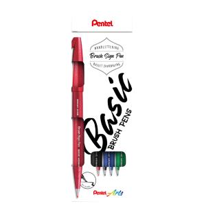 Arts Faserschreiber Brush Sign Pen, 4er Etui, Basic Pentel SES15-4 (4016284339459)