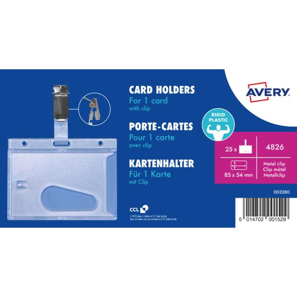 Doppel-Ausweishalter mit Clip, transparent, 54 x 90 mm AVERY 4827 (5014702001567)