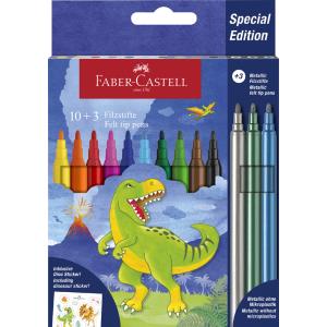 FABER-CASTELL Fasermaler Dino, 10+3 Kartonetui Faber-Castell 554214 (4005405542144)