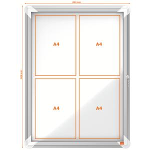 Schaukasten mit Klapptür 6x A4, 70,8x66,7x4,3 cm weiß magnethaftend NOBO 1902578 (5028252064040)