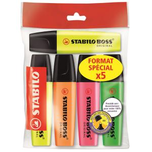 Textmarker BOSS ORIGINAL 4er Pack gelb orange grün pink STABILO 70/4 (4006381215695)