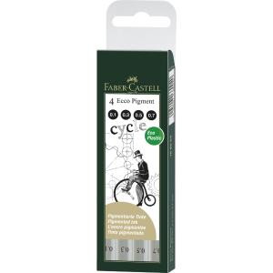Tintenschreiber ECCO PIGMENT 4er Set (0,2 0,4 0,6 0,8 mm) schwarz FABER CASTELL 167004 (4005401670049)