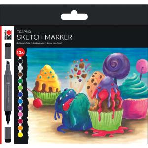 Marabu Sketch Marker GraphixSet Sugarholic 12 Teile