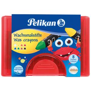 Wachsmalstift 665 8 8 Farben sortiert dreieckig Box mit 8 Stiften + 1 Schaber PELIKAN 300008324 (4012700722942)