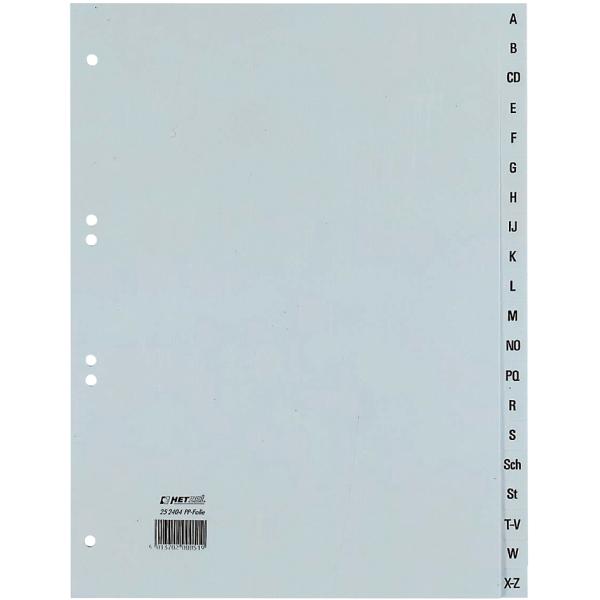 Kunststoff-Register, A-Z, A4 halbe Höhe, 20-teilig HETZEL 25241281 (4013702000502)