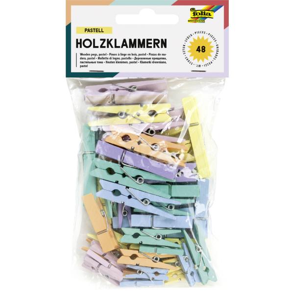 Wäscheklammer Holz farbgig sortiert 48 Stück FOLIA 2295 (4001868034219)