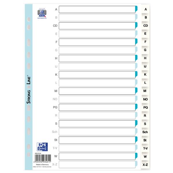 Kunststoff-Register, A-Z, DIN A4, weiß, 20-teilig Oxford 400012049 (4002030034815)