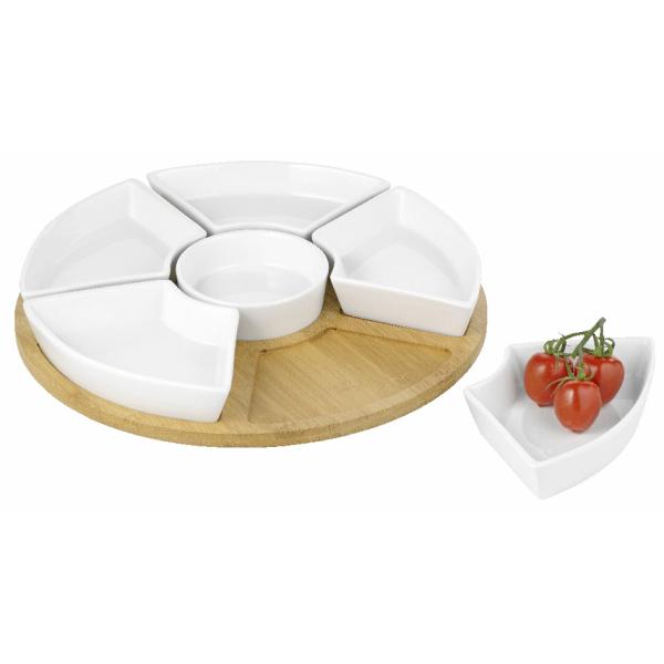 Servierset SUSAN, aus Holz/ Porzellan, 7-teilig Esmeyer 302-060 (4007796050192)