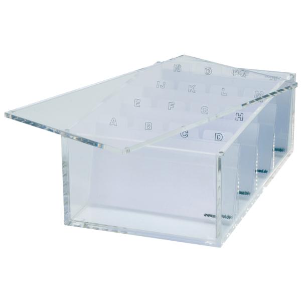 Acryl Visitenkartenbox, glasklar, inkl. A-Z Register MAUL 19563-05 (4002390047111)