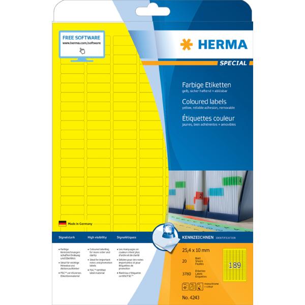 Universal-Etiketten SPECIAL, 210 x 297 mm, gelb HERMA 4421 (4008705044219)