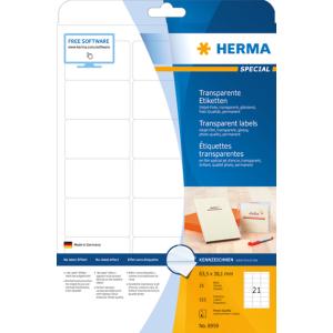 Inkjet-Etiketten, 210 x 297 mm, transparent HERMA 8964 (4008705089647)