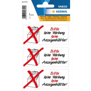 Hinweisetiketten 'Keine Werbung/ Anzeigenblätter' HERMA 5742 (4008705057424)