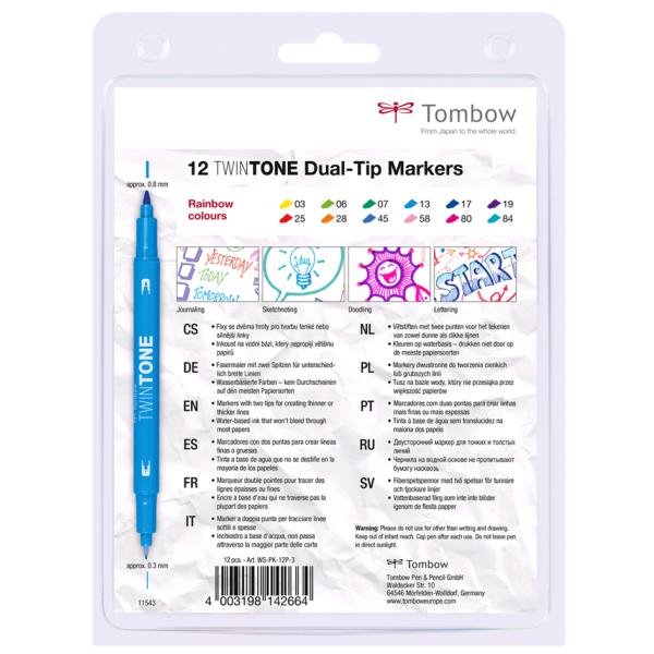 Tombow Doppelfasermaler 'TwinTone' Rainbow Colours, 12er Set TOMBOW WS-PK-12P-3 (4003198142664)