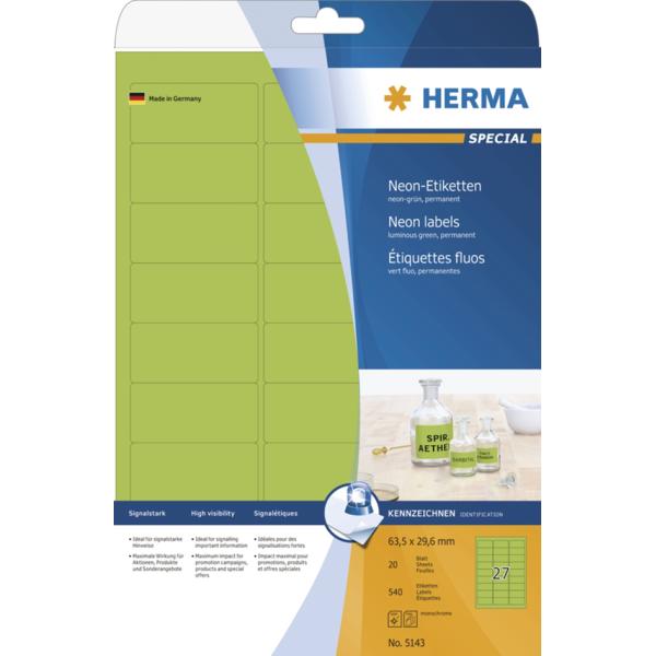 Universal-Etiketten SPECIAL, rund, 60 mm, neon-rot HERMA 5156 (4008705051569)