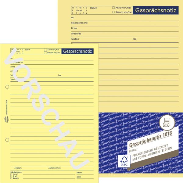 Formularbuch 'Gesprächsnotiz', A5, 50 Blatt AVERY Zweckform 1018 (4004182010181)