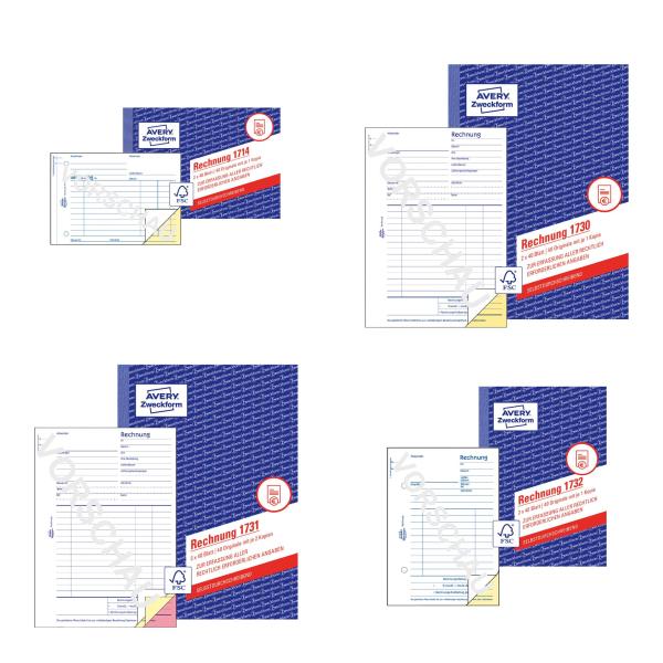 Formularbuch 'Rechnung', SD, 2 x 40 Blatt AVERY Zweckform 1730 (4004182017302)