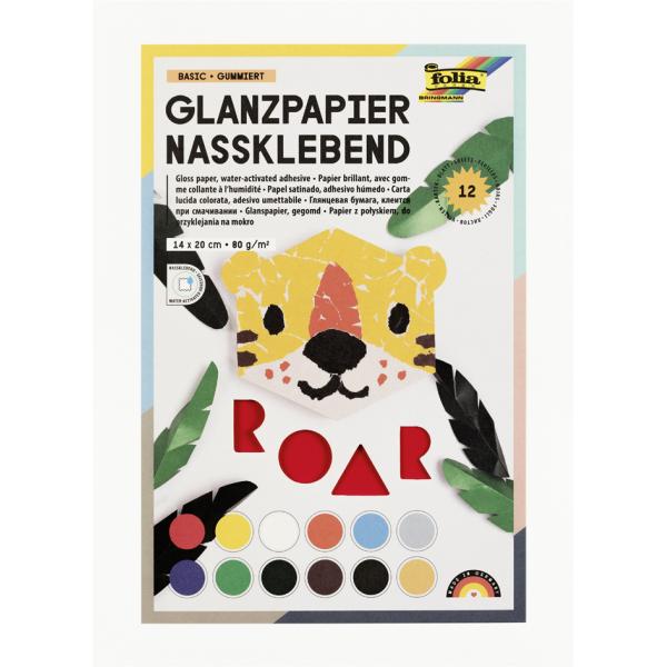 Buntpapier Hefte gummiert 23x25cm 12 Blatt 12-farbig FOLIA 777 (4001868007770)