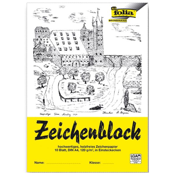 Zeichenblock mit Leinenecken 120g qm DIN A3, 10 Blatt FOLIA 8103 (4001868081039)