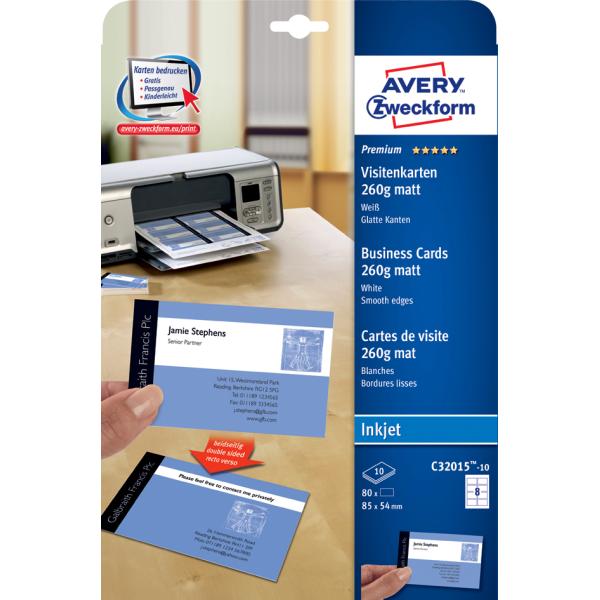Premium Visitenkarten, glänzend AVERY Zweckform C32028-10 (4004182242780)