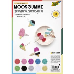 Glitter-Moosgummi, nicht selbstklebend, 10 Blatt folia 239109 (4001868103632)