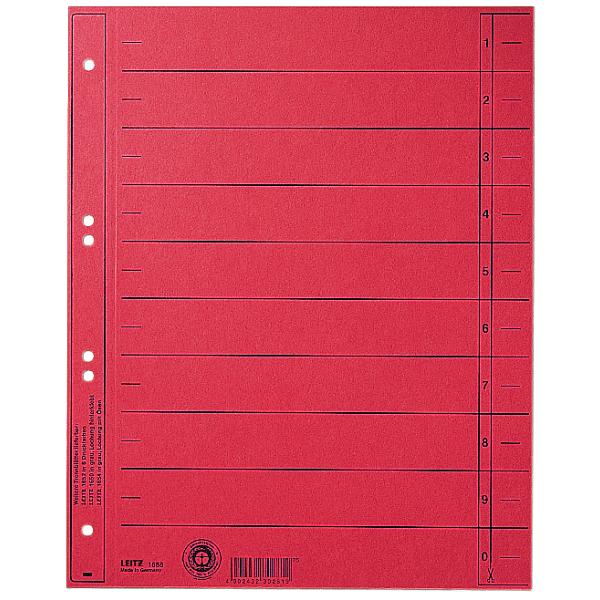 Trennblätter, A4 Überbreite, Manilakarton 230g/ qm, rot LEITZ 1658-00-25 (4002432302819)