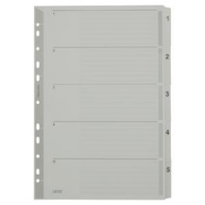 Mylarkarton-Register, Zahlen, A4, 1-5, 5-teilig, grau LEITZ 4323-00-00 (4002432309269)