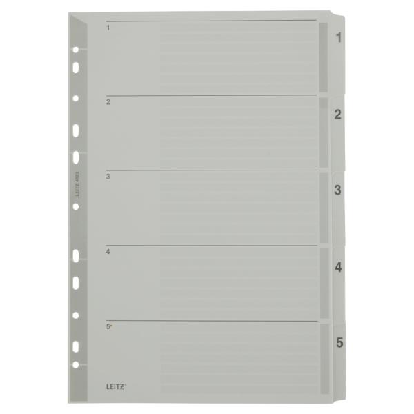 Mylarkarton-Register, Zahlen, A4, 1-5, 5-teilig, grau LEITZ 4323-00-00 (4002432309269)
