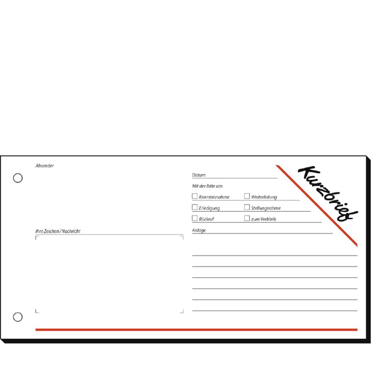 sigel Formularbuch ´Kurzmitteilung/ Kurzbrief´, 1/ 3 A4 quer (4004360911026)