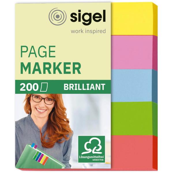 Page Marker Brillant 50x12 mm sortiert 5x 20 Streifen SIGEL HN625 (4004360946905)