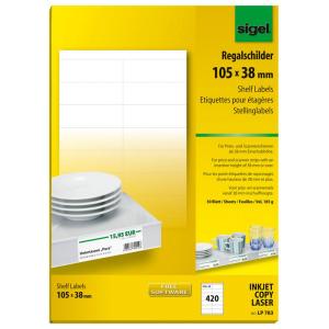 Regalschilder, 105 x 38 mm, weiß, 170 g/ qm sigel LP783 (4004360997389)