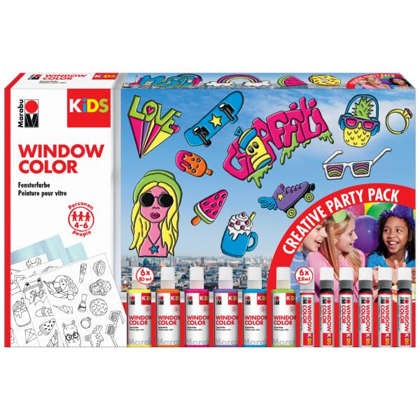 KiDS Window Color-Set 'Party Pack', 6 x 80 ml Marabu 0306000000101 (4007751761163)
