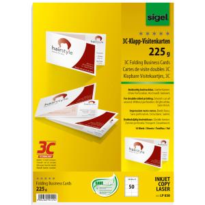 Falt-Visitenkarten 3C, 90/ 180 x 55 mm, hochweiß sigel LP838 (4004360901294)