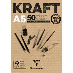 Zeichenpapierblock 'KRAFT', DIN A5, 120 g/ qm Clairefontaine 975814C (3329689758147)