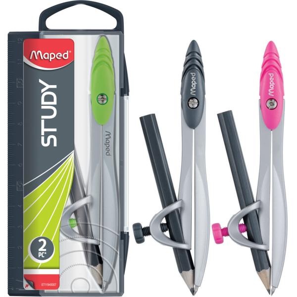 Zirkelkasten Study, inkl. Adapterring, farbig sortiert Maped 119410 (3154141194108)