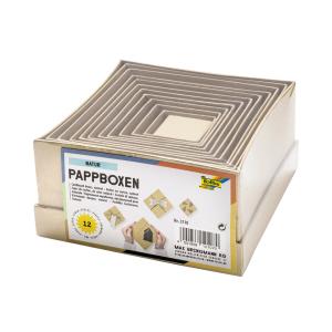 Pappboxen NATUR, eckig, 12 Stück sortiert folia 3110 (4001868121070)