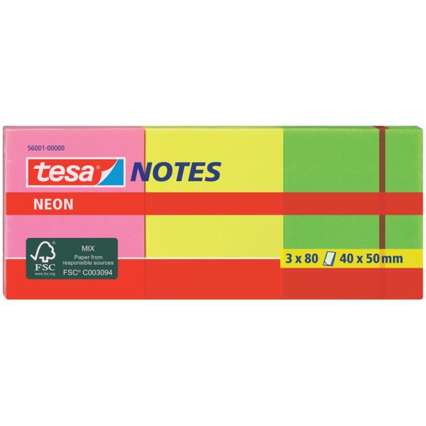 Neon Notes Haftnotizen, 75 x 75 mm, 3-farbig tesa 56004-00000-00 (4042448812520)