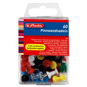 Pinnwand-Nadeln, farbig sortiert, Inhalt: 60 Stück herlitz 300010465 (4008118770408)