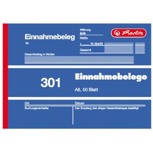 Formularbuch 'Einnahmebeleg 301', DIN A6, 50 Blatt herlitz 300010491 (4008110884608)