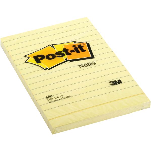 Haftnotizen, 102 x 152 mm, liniert, gelb Post-it 660 CY (3134375014243)