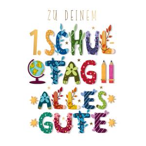 Schulanfangs-Grußkarte 'Alles Gute' CACTUS 2031-15397 (4260706949355)