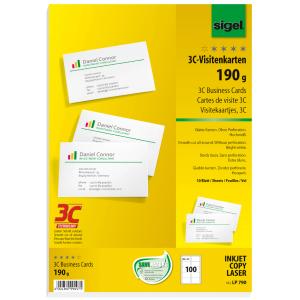 PC-Visitenkarten, 85 x 55 mm, 225 g/ qm, hochweiß sigel LP799 (4004360995057)