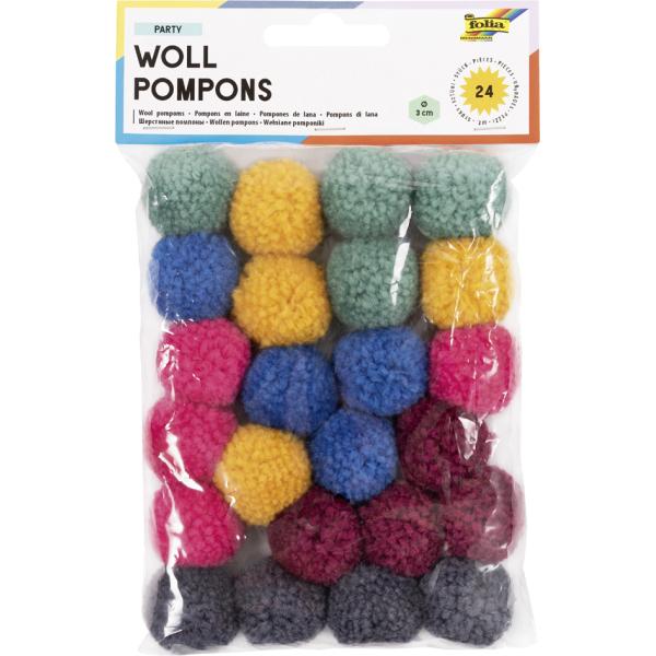 Woll-Pompons 'Pastell', 24 Stück, farbig sortiert folia 50242 (4001868110067)