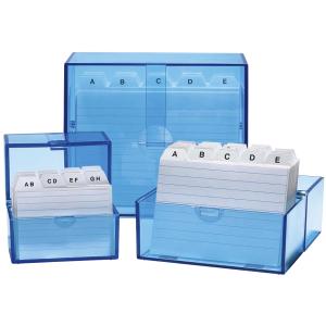 Karteikasten A7 quer, blau-transparent, bestückt WEDO 250 7303 (4003801802824)